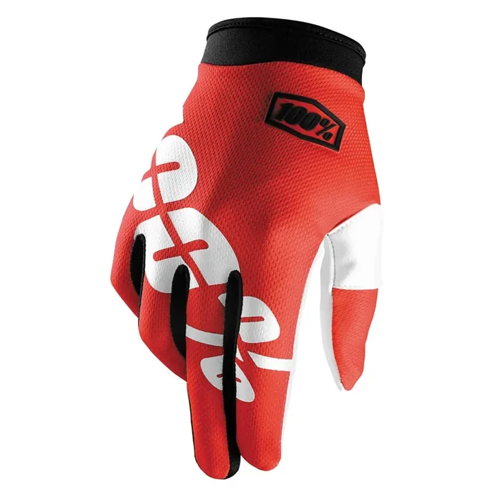 100% Men‘s iTrack Gloves Fire Red/White S – 10002-003-10