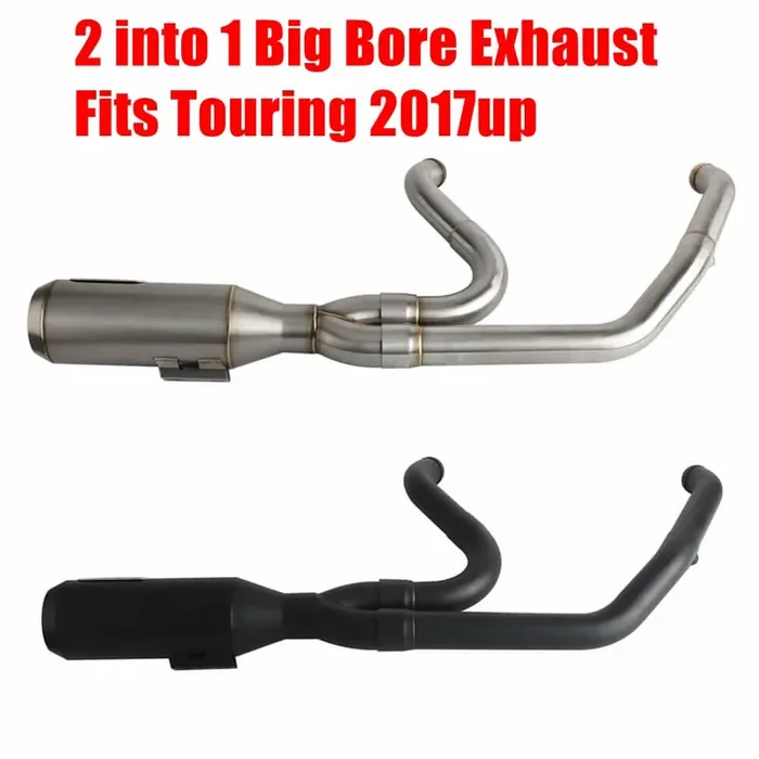 2 into 1 Big Bore Exhaust System Stainless Steel Muffler For Harley Touring FLH M8 Bagger Electra Street Road Glide Road King 2017up