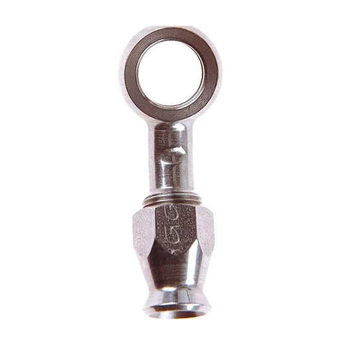 3/8″ (10mm) banjo fitting straight. Stainless