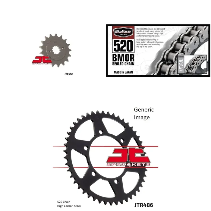 520 BMOR Chain Natural, Front & Rear Sprocket Kit for KAWASAKI EX500A 1987-1993