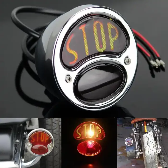 “STOP” Script Brake Taillight 1928-1932 Ford Model A Duolamp Tail Light For Harley Bobber Chopper Cafe Racer Old School