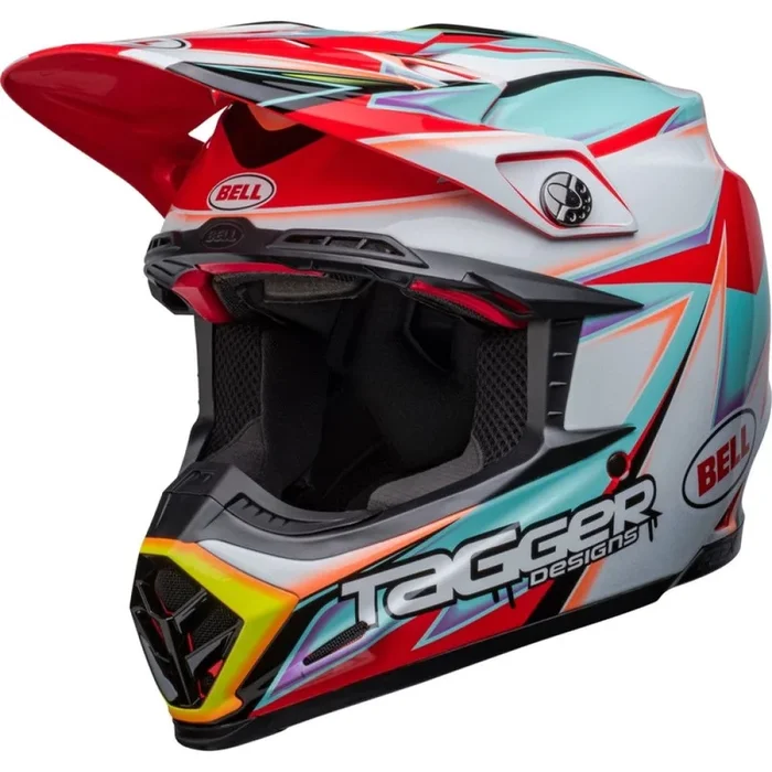 Bell Moto 9S Flex Tagger Edge Helmet White/Aqua