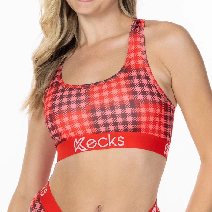 CHERRY PLAID SPORTS BRALETTE