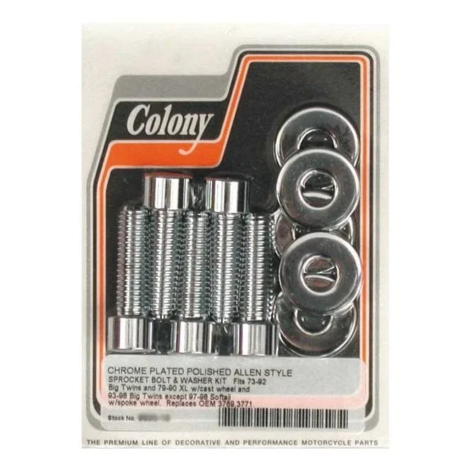 COLONY SPROCKET BOLT KIT 73-92 B.T.; 79-90 XL(CAST WHEEL, CHAIN & BELT); 93-98 B.T. SPOKE WHEEL (EXCL. 97-98 SOFTAIL)