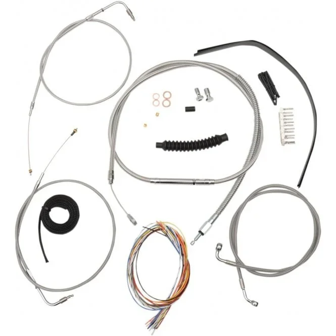 Complete Stainless Braided Handlebar Cable/Brake Line Kit Sportster