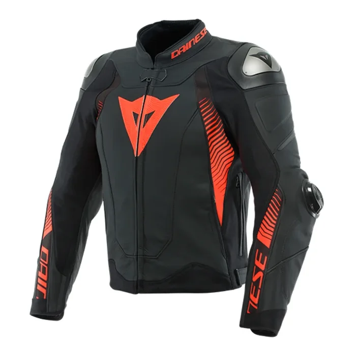 Dainese Super Speed 4 Leather Jacket – Black/Fluo Red
