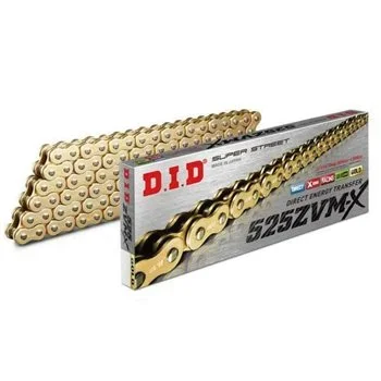 DID 525 ZVM X2 Gold Colour Heavy Duty X Ring Chain (128 Links)