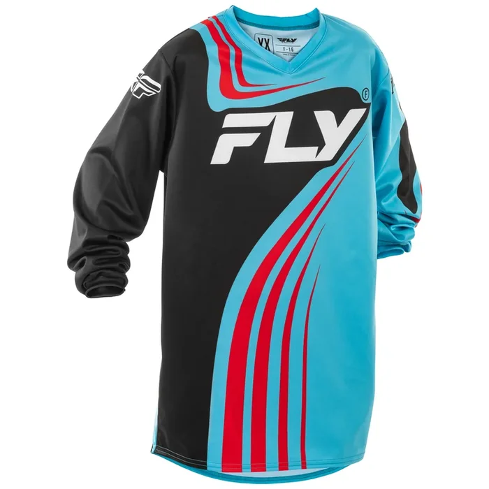 FLY RACING 2025 YOUTH F-16 JERSEY (CYAN/BLACK/RED)