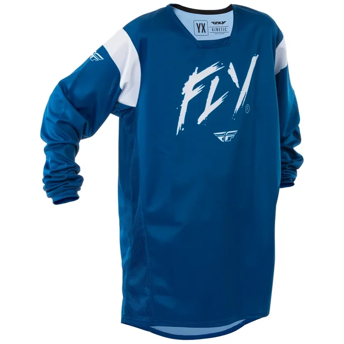 FLY RACING 2025 YOUTH KINETIC STOKE JERSEY (NAVY/WHITE)