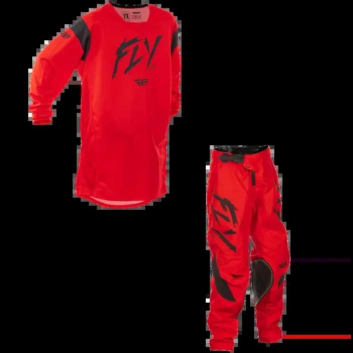 FLY RACING 2025 YOUTH KINETIC STOKE KIT COMBO (RED/BLACK)