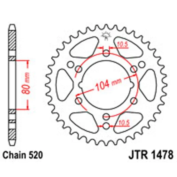 JT Rear Sprockets R/W 1478-42 (478) – Chain & Sprocket Kits