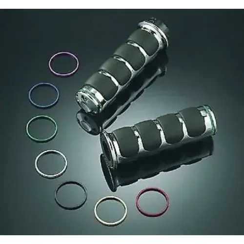Kuryakyn Chrome Rubber Soft ISO Dual Cable Hand Grips Traditional Harley Dyna