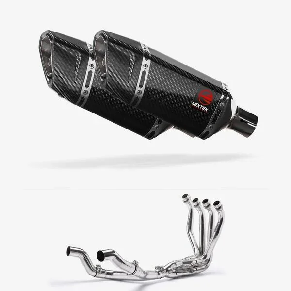 Lextek Carbon Fibre SP11C Gloss Twin Exhaust System 200mm for Kawasaki Ninja 1000SX 20-