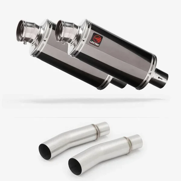 Lextek OP16 Dark Tint Stainless Exhaust 250mm with Link Pipes for Ducati Monster 620 (01-06)