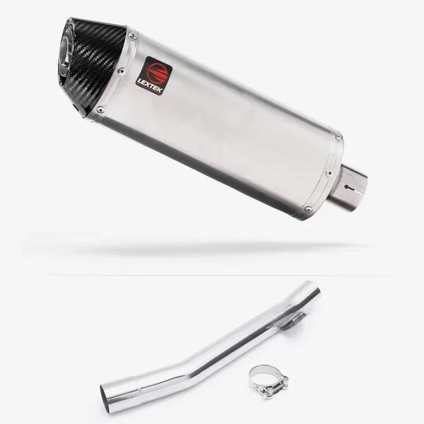 Lextek Stainless Steel RP2 Gloss Oval Exhaust 300mm with Link Pipe