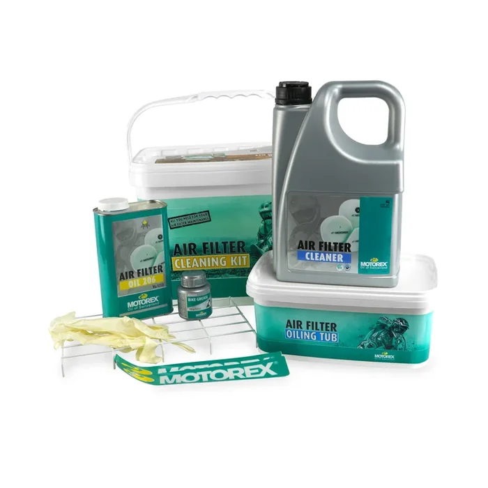MOTOREX AIR FILTER KIT (206 1L, BIO CLEAN 4L, 2000 GREASE, TRAY, GLOVES & 2 BUCKETS)