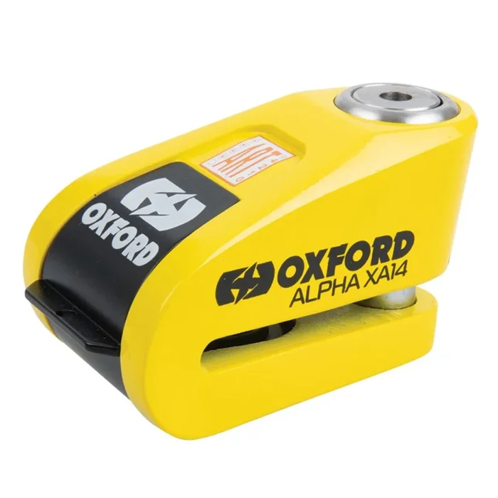 Oxford Alpha XA14 Alarm Stainless disc lock 14mm pin – Yellow