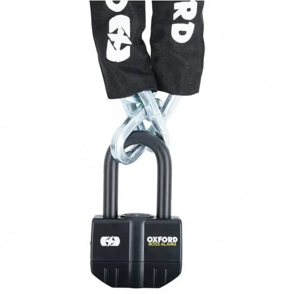 Oxford Boss Alarm 16mm Lock & 12mm Chain – Black
