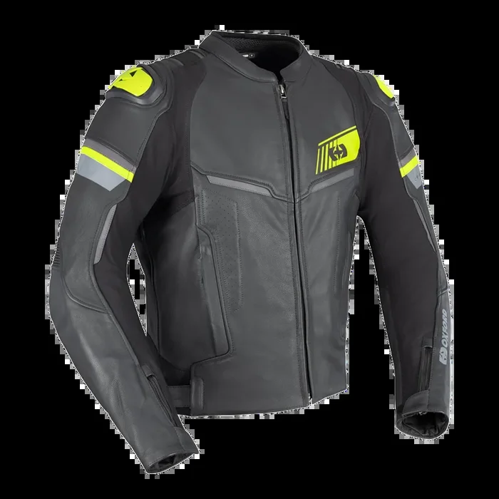 Oxford Cypher 1.0 Leather Jacket – Black/Fluo Yellow
