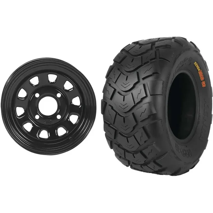 Set of 2 Mounted Wheel and Tire Kit Wheel 12×7 4+3 4/156 Tire 25×10-12 4 Ply