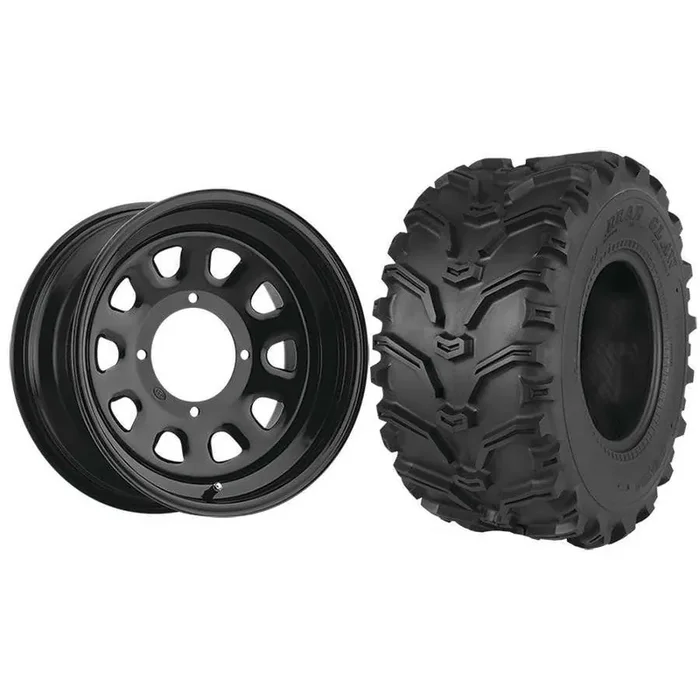Set of 2 Mounted Wheel and Tire Kit Wheel 12×7 4+3 4/156 Tire 25×8-12 6 Ply