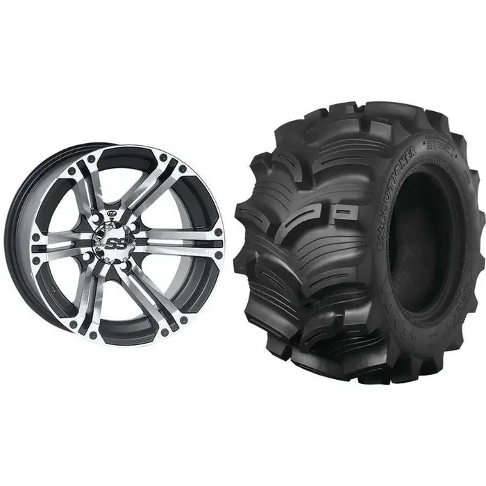 Set of 2 Mounted Wheel and Tire Kit Wheel 12×7 4+3 4/156 Tire 27×10-12 6 Ply