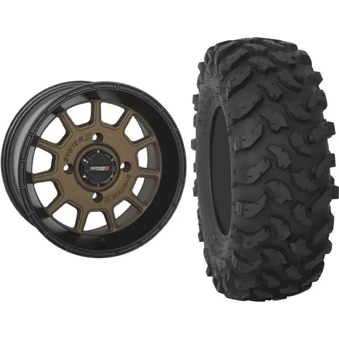 Set of 2 Mounted Wheel and Tire Kit Wheel 14×7 4+3 4/156 Tire 28×10-14 8 Ply