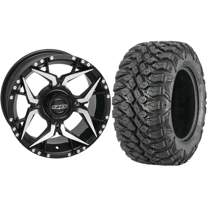 Set of 2 Mounted Wheel and Tire Kit Wheel 14×7 5+2 4/110 Tire 27×9-14 8 Ply