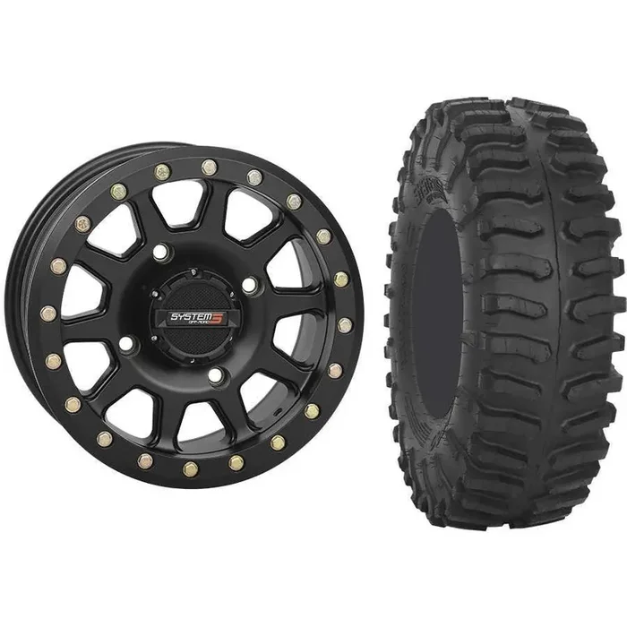 Set of 2 Mounted Wheel and Tire Kit Wheel 14×7 5+2 4/137 Tire 32×10-14 8 Ply