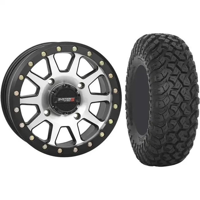Set of 2 Mounted Wheel and Tire Kit Wheel 14×7 5+2 4/156 Tire 28×10-14 8 Ply