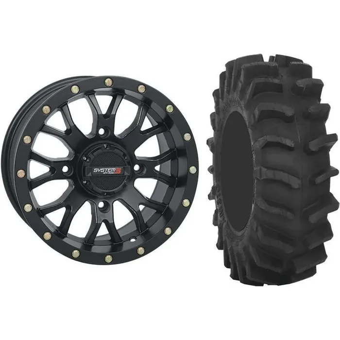 Set of 2 Mounted Wheel and Tire Kit Wheel 14×7 5+2 4/156 Tire 31×9.5-14 8 Ply