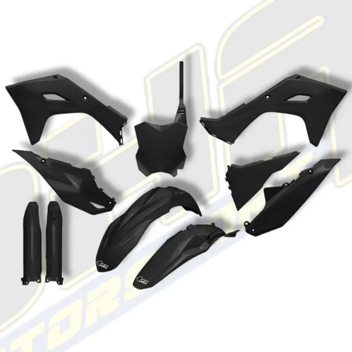 UFO Plastics Kit & Fork Guards for Kawasaki KX250F 2025 – BLACK
